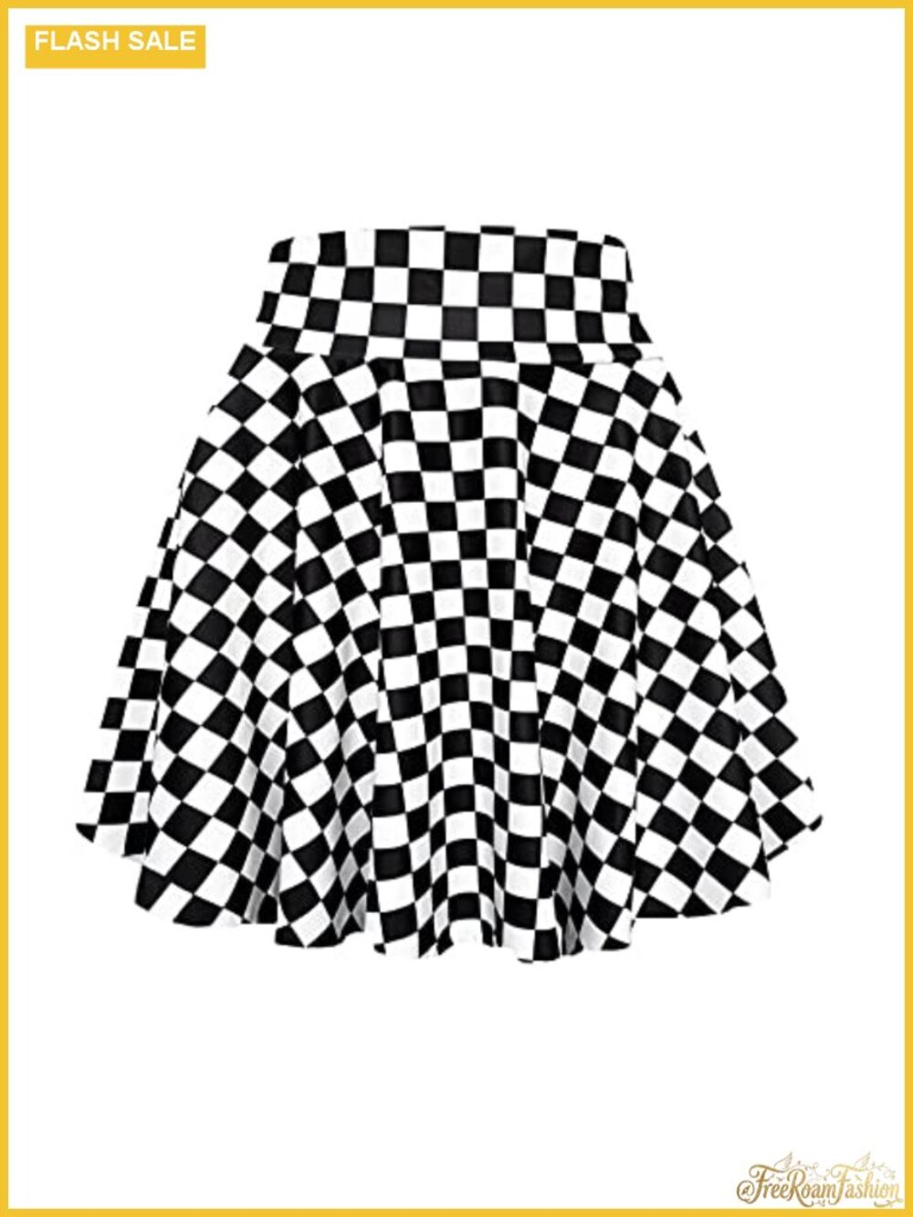 High Waisted Mini Pleated Skater Skirt Elastic Waist Flared